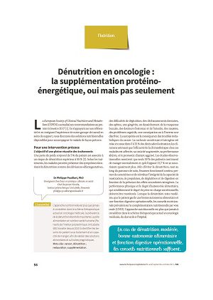 Dénutrition en oncologie : la supplémentation protéino-énergétique, oui mais pas seulement