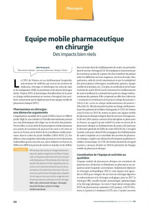 Equipe mobile pharmaceutique en chirurgie