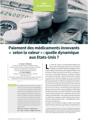 Paiement des médicaments innovants « selon la valeur » : quelle dynamique aux Etats-Unis ?