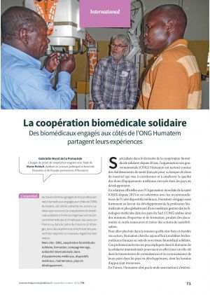 La coopération biomédicale solidaire Des biomédicaux engagés aux côtés de l’ONG Humatem partagent leurs expériences